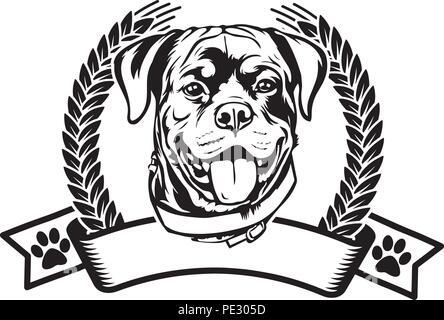 Rottweiler Rotty race de chien chiot face isolé Illustration de Vecteur