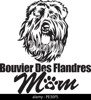 Race de chien bouvier des Flandres Chiot face isolé Illustration de Vecteur