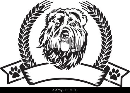 Race de chien bouvier des Flandres Chiot face isolé Illustration de Vecteur