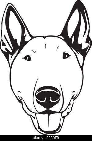 Bull Terrier race de chien chiot face isolé Illustration de Vecteur