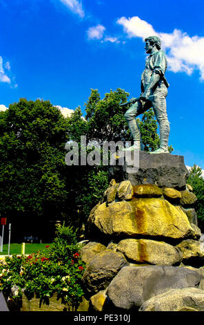 Statue sur le livre vert Minuteman à Lexington, Massachusetts USA Banque D'Images