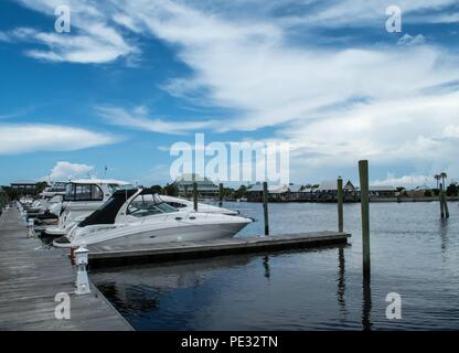 Bald Head Island-Beach, Marina, Lighthouse Banque D'Images