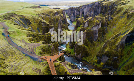 Canyon, le sud de l'Islande Fjaðrárgljúfur Banque D'Images