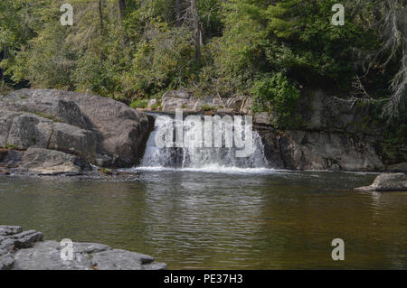 Linville babillage River Belle Cascade Cascade coulant situé à Pisgah Forest National dans les Appalaches de la Caroline du Nord occidentale Banque D'Images