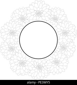 Guirlande Bannière Dahlia Contour. Fleur nationale du Mexique. Vector Illustration. Illustration de Vecteur