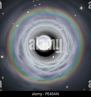 Le surréalisme. Dans les nuages Tunnel mène à la Lune. Banque D'Images