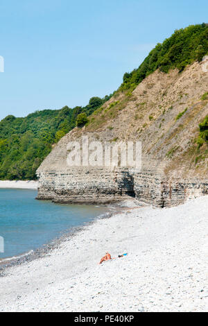 Nez Bull Point, Knap froid Plage, Barry, Vale of Glamorgan, Pays de Galles Banque D'Images