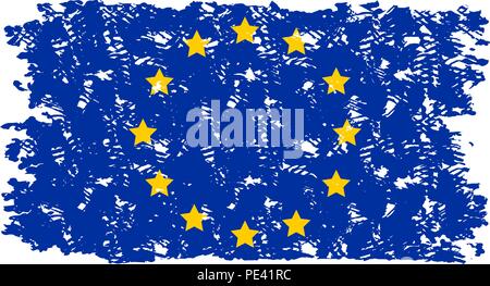 European Union flag grunge texture isolé sur fond blanc. Vector drapeau européen, symbole officiel de l'illustration Illustration de Vecteur