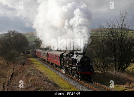 80080 chefs passé Ewood Pont sur la East Lancs Railway 22.2.14 Banque D'Images