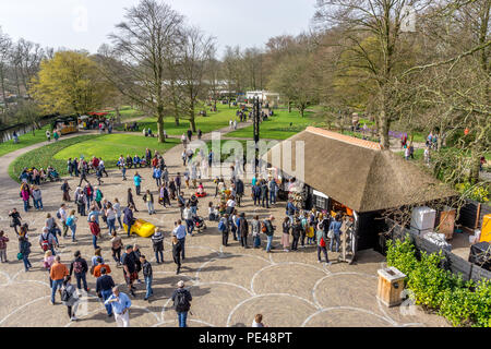 Vue du moulin à Keukenhof, Stationsweg , Lisse, Pays-Bas, l'Europe. Banque D'Images