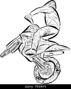 Abstract illustration de l'extrême moto racer en motocross Illustration de Vecteur