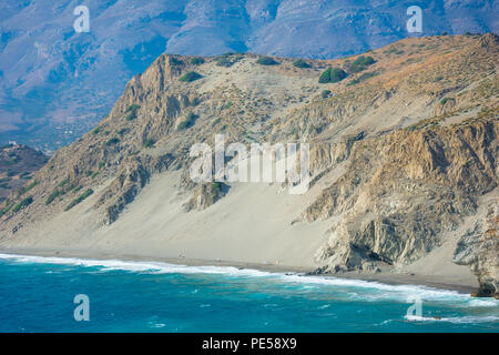 Dans les collines de sable plage Agios Pavlos, sud de la Crète, Grèce. Banque D'Images