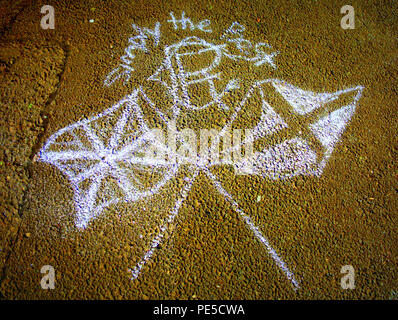 Rangers Football club dessin à la craie sectaire sur street children's art sketch simplement le meilleur Banque D'Images