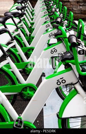 Vélos à louer dans la ville de Bergen, Norvège. Banque D'Images