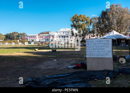 Canberra, Territoire de la capitale australienne, Australie.11 juillet 2018. Ambassade tente autochtone.Jayne Russell/ Alamy Stock Photo Banque D'Images