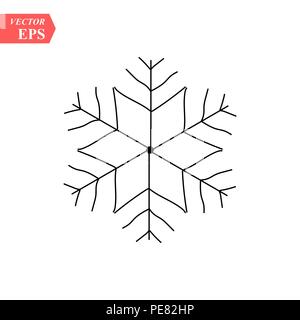 Flocons de neige dessinés à la main. L'icône de neige délicate de silhouettes. Illustration vectorielle modifiable avec traits. Isolé sur fond blanc. Éléments de conception pour le ch Illustration de Vecteur