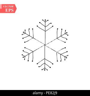 Flocons de neige dessinés à la main. L'icône de neige délicate de silhouettes. Illustration vectorielle modifiable avec traits. Isolé sur fond blanc. Éléments de conception pour le ch Illustration de Vecteur