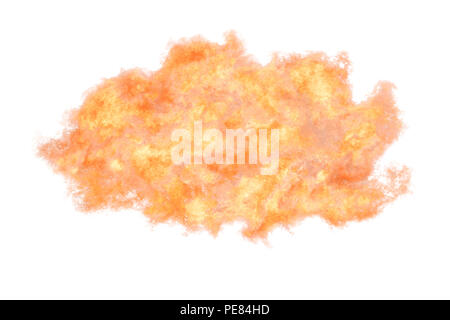 Grande boule de feu orange isolé sur blanc. La texture de la flamme ou de l'explosion Banque D'Images