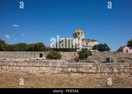 Hersonissos. Temple. les fouilles. Banque D'Images