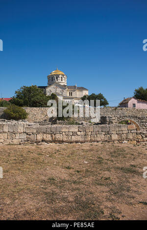 Hersonissos. Temple. les fouilles. Banque D'Images