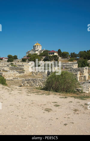 Hersonissos. Temple. les fouilles. Banque D'Images