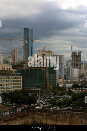 Une vue de ce qui était l'un des champs de la mort de Beyrouth pendant la guerre civile du Liban et le champ de bataille que le capital divisé en deux moitiés. Banque D'Images