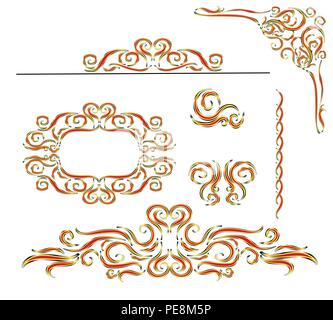 Un ensemble d'éléments décoratifs. Bordures, divisions et conception de page . Défiles, vignettes, ornements, décorations de page. Vecteur Illustration de Vecteur