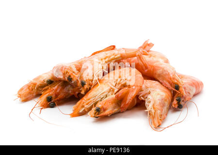 Crevettes grillées isolé sur fond blanc. Banque D'Images