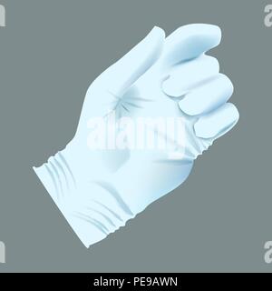 Main humaine réaliste vectorielle avec point d'attente des gants médicaux. Illustration de Vecteur