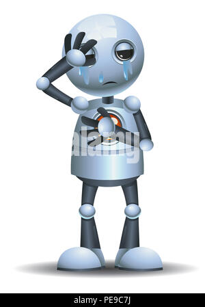 Illustration d'un petit robot de l'émotion à pleurer sur fond blanc isolé Banque D'Images