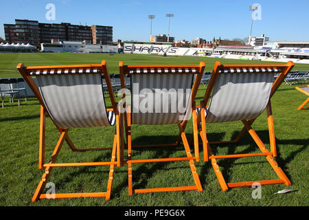 Transats autour de la terre avant le début de la CCC vs Sussex, comté d'Essex CCC Specsavers Championnat Division 2 de cricket au 1er Décompte Central Banque D'Images