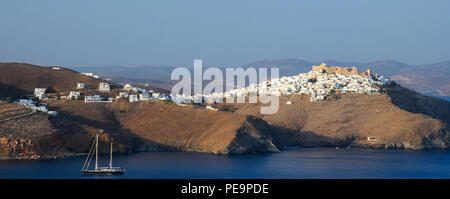 Vue panoramique sur le village de Chora, Grèce Astipalea Banque D'Images