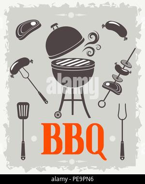 Installations pour Barbecue de l'affiche. Illustration vectorielle, eps 10. Illustration de Vecteur