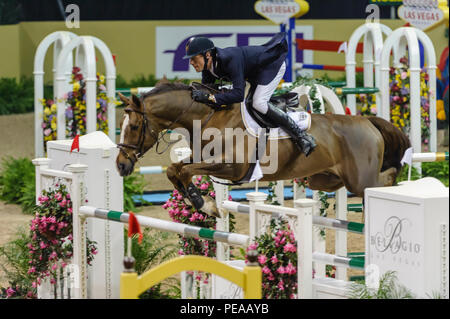 Finales de la Coupe du Monde Rolex, Thomas and Mack Center, Las Vegas, Nevada, USA, avril 2009. Jumping Final, Thomas Velin (DEN) équitation Grim Sainte-claire Banque D'Images