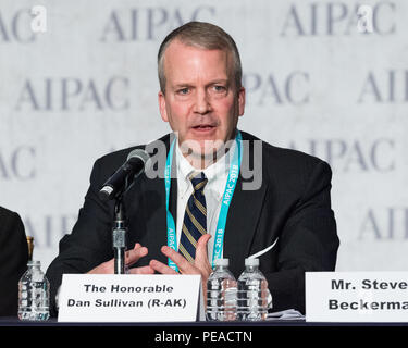Dan Sullivan, Sénateur des États-Unis (R) de l'Alaska, parlant à l'AIPAC (American Israël Public Affairs Committee) La Conférence politique à la Walter Banque D'Images
