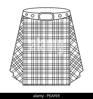 Kilt en tartan écossais.La jupe pour hommes les Écossais.Ecosse seule icône de style Contour Symbole vecteur illustration web stock. Illustration de Vecteur