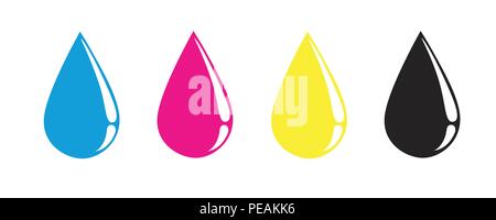 Gouttes de couleurs primaires CMJN print vector illustration EPS10 Illustration de Vecteur