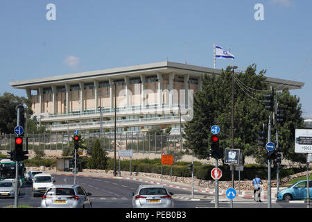 Vue de la Knesset, le parlement israélien. À partir d'une série de photos de voyage prises à Jérusalem et dans les environs. Date de la photo : le lundi, 30 juillet 2018. Banque D'Images