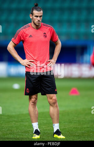 Tallinn, Estonie. 14Th Aug 2018. soccer, Super Coupe de l'UEFA, la formation d'Atletico Madrid au Stade Lillekula. Dvd Gareth Bale est à la suite de la formation. Credit : Marius Becker/dpa/Alamy Live News Banque D'Images