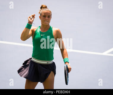 14 août 2018 - Maria Sakkari de Grèce en action au cours de sa première série de match à l'Ouest et le Sud de l'Open 2018 Premier tournoi de tennis WTA 5. Cincinnati, Ohio, USA. Le 14 août 2018. Credit : AFP7/ZUMA/Alamy Fil Live News Banque D'Images