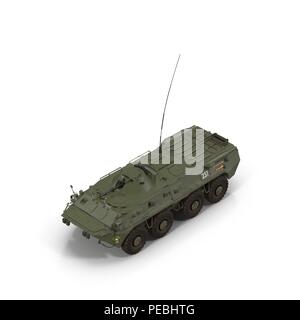 BTR-80 véhicule blindé amphibie sur blanc. 3D illustration Banque D'Images