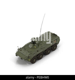 BTR-80 véhicule blindé à roues de transport de troupe sur blanc. 3D illustration Banque D'Images