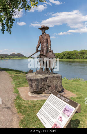 Statue de 'George Montgomery : cavalier de la sauge pourpre' à Fort Benton, au Montana, USA Banque D'Images
