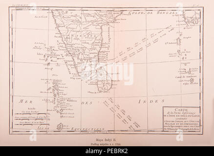 Carte de l'Inde Vintage imprimé en 1750. Carte ancienne de l'Inde, 1750. Banque D'Images