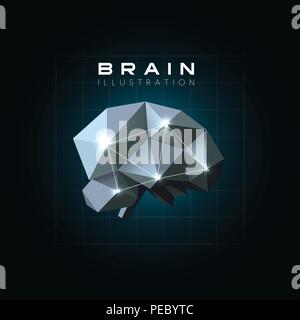 La structure du réseau de neurones illustration vectorielle. Résumé modèle polygonal logo du cerveau. Interface artificielle. Illustration de Vecteur