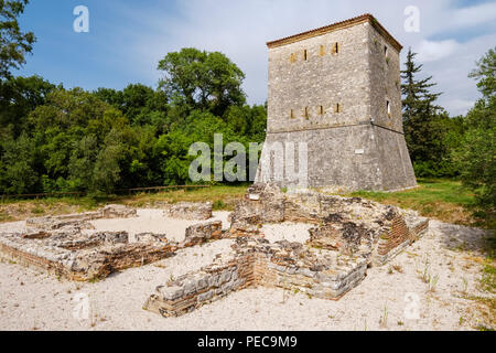 Venzian watchtower, ville antique Butrint, Parc National de Butrint, Qark Vlora à Saranda, Albanie Banque D'Images