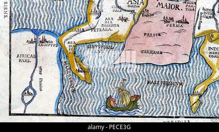 L'Asie représentée sous la forme de Pégase (avec la main) coloration moderne par Heinrich Bünting c.1590. Inférieur gauche Banque D'Images