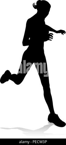 Runner Racing Track and Field Silhouette Illustration de Vecteur