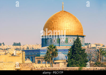 Dôme du rocher sur le mont du Temple à Jérusalem, Israël Banque D'Images