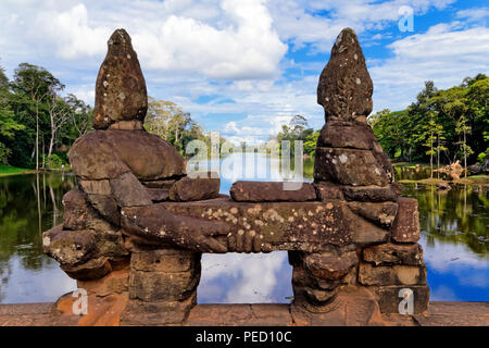 North Gate, Angkor Thom, Siem Reap, Cambodge Banque D'Images